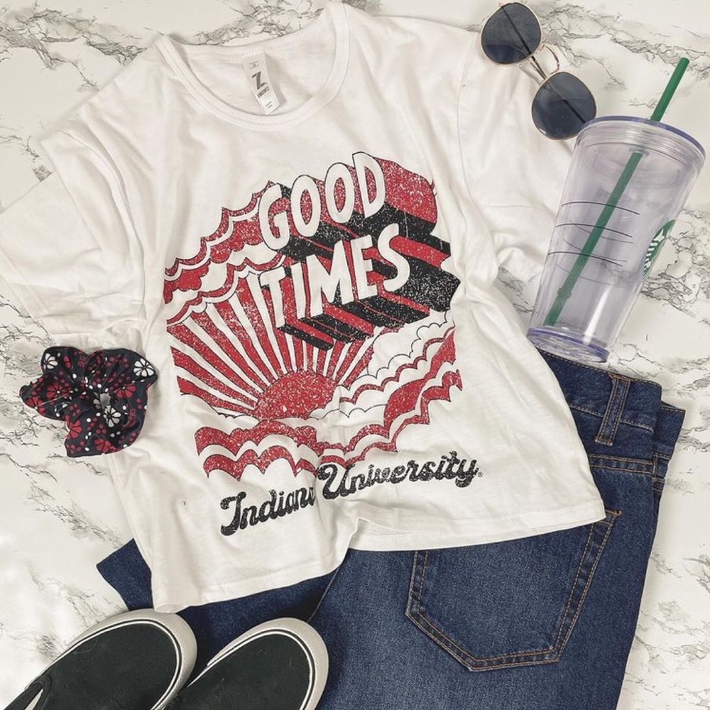Zoozatz Indiana University Good Times Crop Tee S